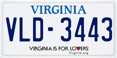 VA license plate VLD3443
