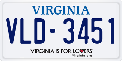 VA license plate VLD3451