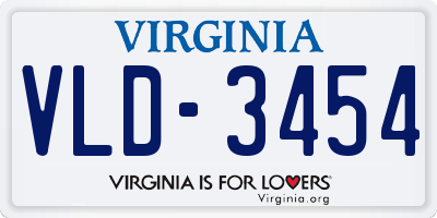 VA license plate VLD3454