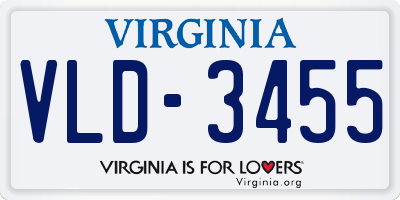 VA license plate VLD3455