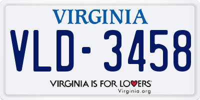 VA license plate VLD3458