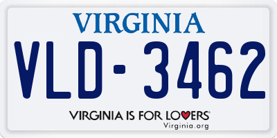 VA license plate VLD3462