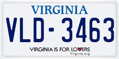 VA license plate VLD3463