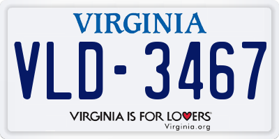 VA license plate VLD3467