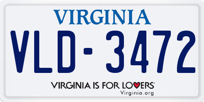 VA license plate VLD3472