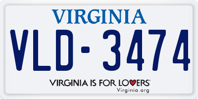 VA license plate VLD3474