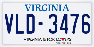 VA license plate VLD3476