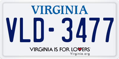 VA license plate VLD3477
