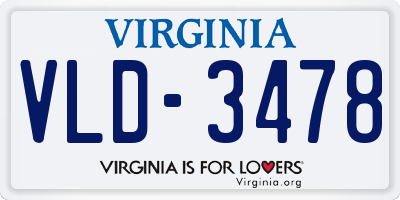 VA license plate VLD3478