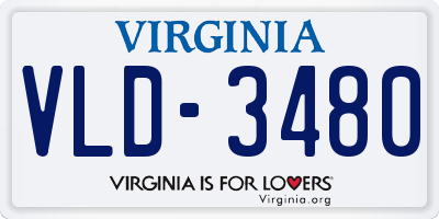 VA license plate VLD3480
