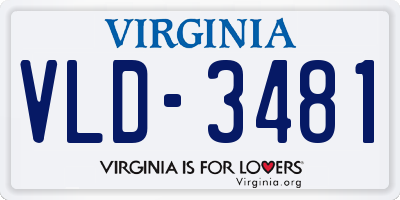 VA license plate VLD3481
