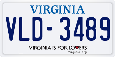 VA license plate VLD3489