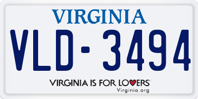 VA license plate VLD3494