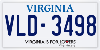 VA license plate VLD3498