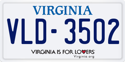 VA license plate VLD3502