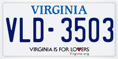 VA license plate VLD3503
