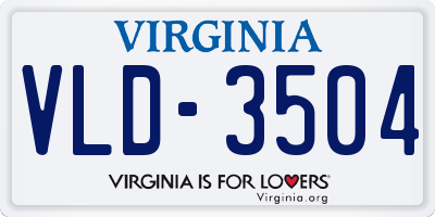 VA license plate VLD3504