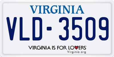VA license plate VLD3509