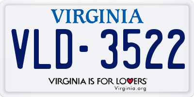 VA license plate VLD3522