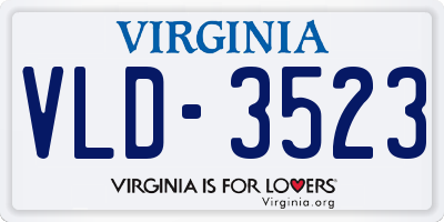 VA license plate VLD3523