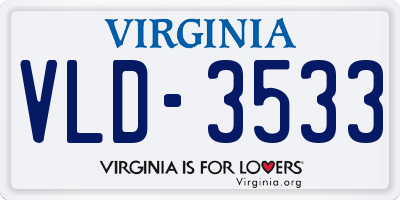 VA license plate VLD3533