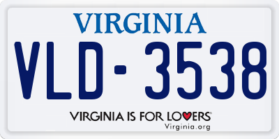 VA license plate VLD3538