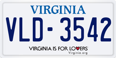 VA license plate VLD3542
