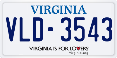 VA license plate VLD3543
