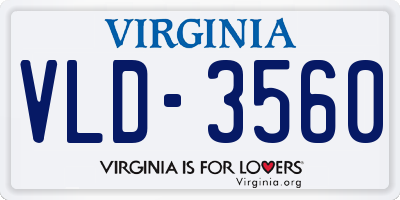 VA license plate VLD3560