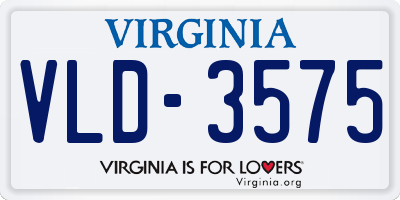 VA license plate VLD3575