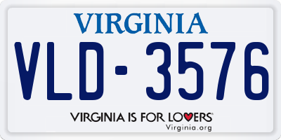 VA license plate VLD3576