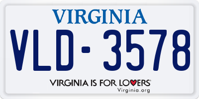 VA license plate VLD3578