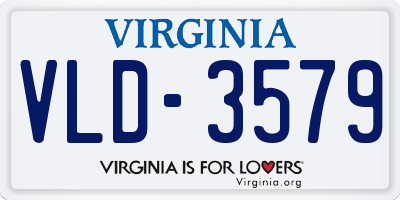 VA license plate VLD3579