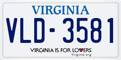 VA license plate VLD3581