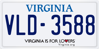 VA license plate VLD3588