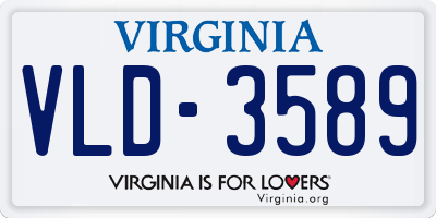 VA license plate VLD3589