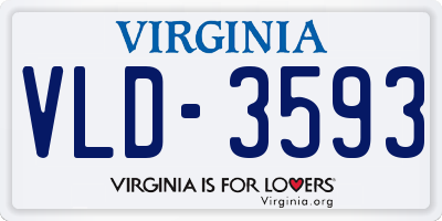 VA license plate VLD3593