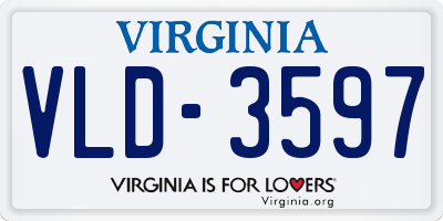 VA license plate VLD3597