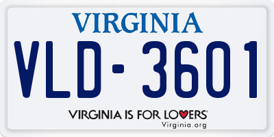 VA license plate VLD3601