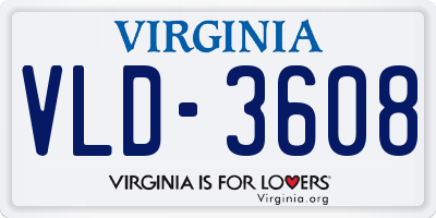 VA license plate VLD3608