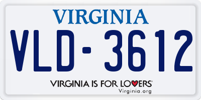 VA license plate VLD3612