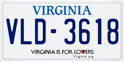 VA license plate VLD3618