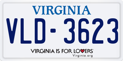 VA license plate VLD3623