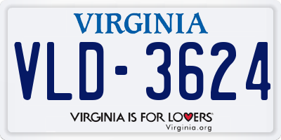 VA license plate VLD3624