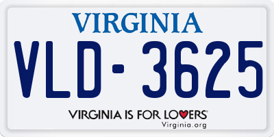 VA license plate VLD3625