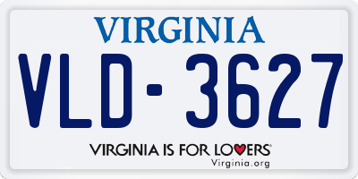 VA license plate VLD3627