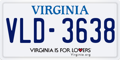 VA license plate VLD3638