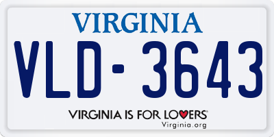 VA license plate VLD3643
