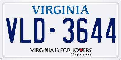 VA license plate VLD3644