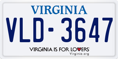 VA license plate VLD3647